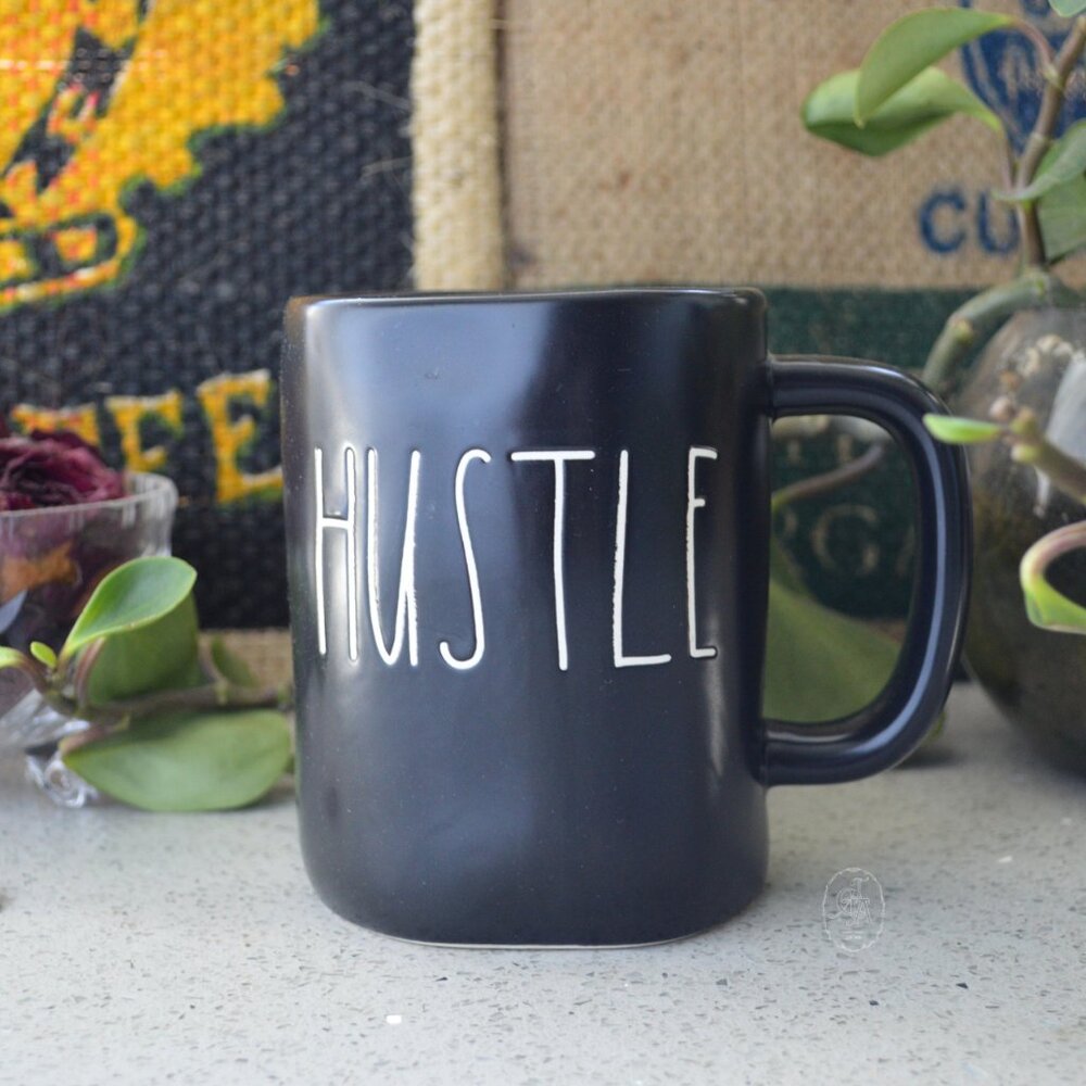 Rae Dunn Artisan Collection Black "Hustle" Mug